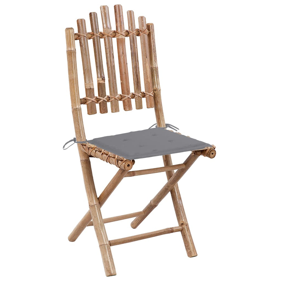 Tuinstoelen Inklapbaar Met Kussens Bamboe Grijs 40 x 40 x 4 cm