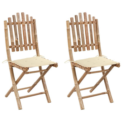 Tuinstoelen Inklapbaar Met Kussens Bamboe Crème 1 2