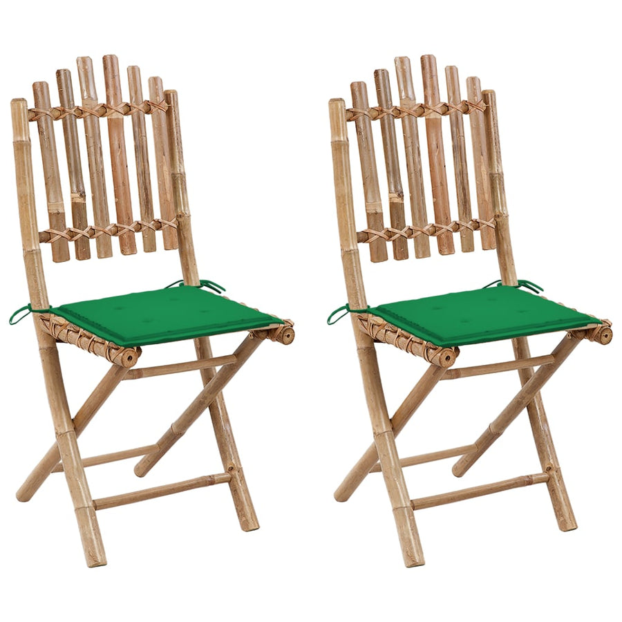 Tuinstoelen Inklapbaar Met Kussens Bamboe Groen 1