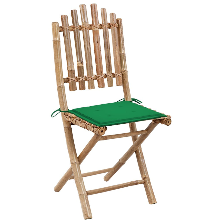 Tuinstoelen Inklapbaar Met Kussens Bamboe Groen 1