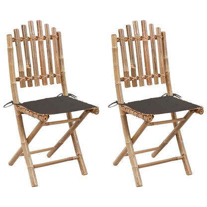 Tuinstoelen Inklapbaar Met Kussens Bamboe Taupe 1