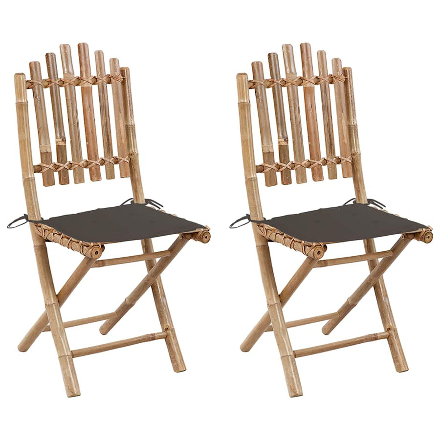 Tuinstoelen Inklapbaar Met Kussens Bamboe Taupe 1