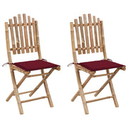 Tuinstoelen bamboe inklapbaar wijnrood set 2