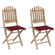 Tuinstoelen Inklapbaar Met Kussens Bamboe Wijnrood 1