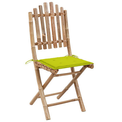 Tuinstoelen 2 st inklapbaar met kussens bamboe 40 x 40 x 4 cm