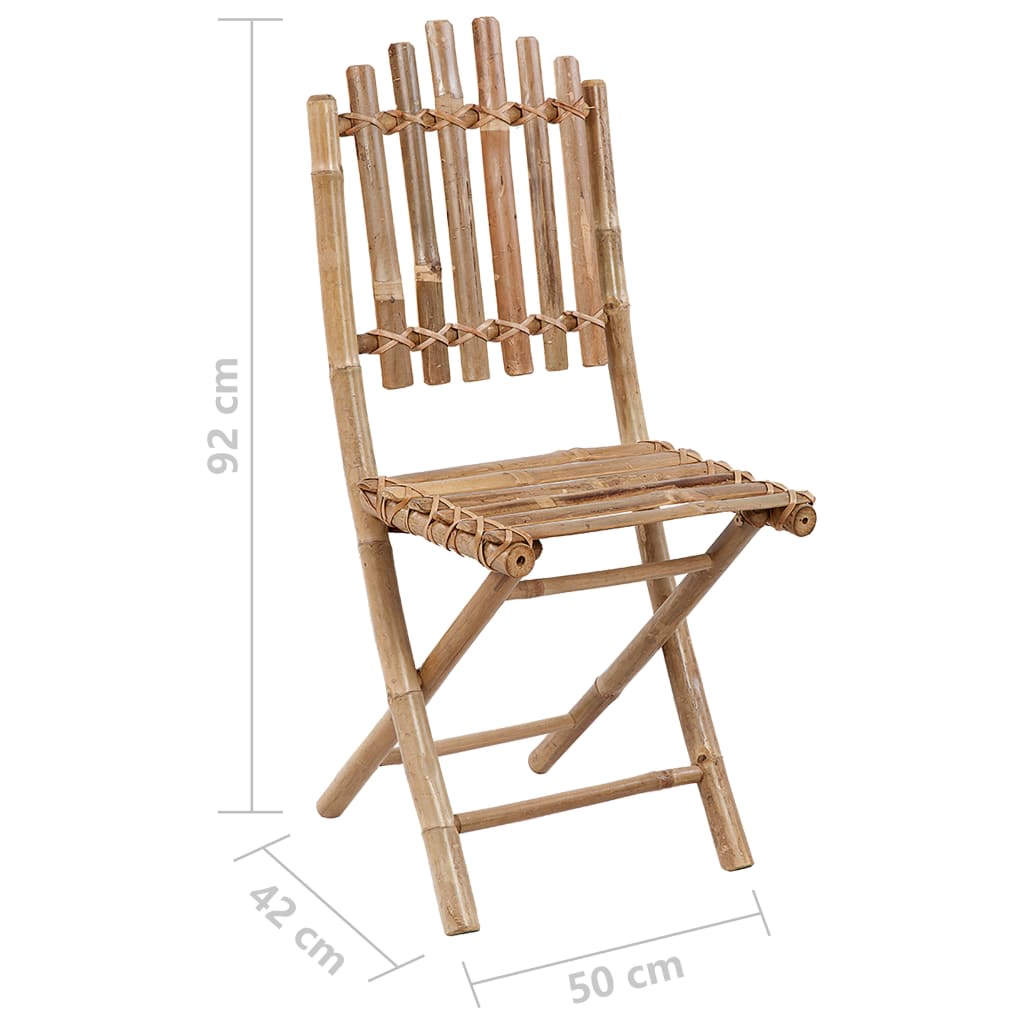 Tuinstoelen 2 st inklapbaar met kussens bamboe 40 x 40 x 4 cm