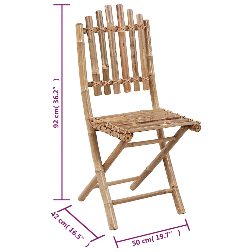 Tuinstoelen 2 St Inklapbaar Met Kussens Bamboe Grijs ruitpatroon 40 x 40 x 4 cm