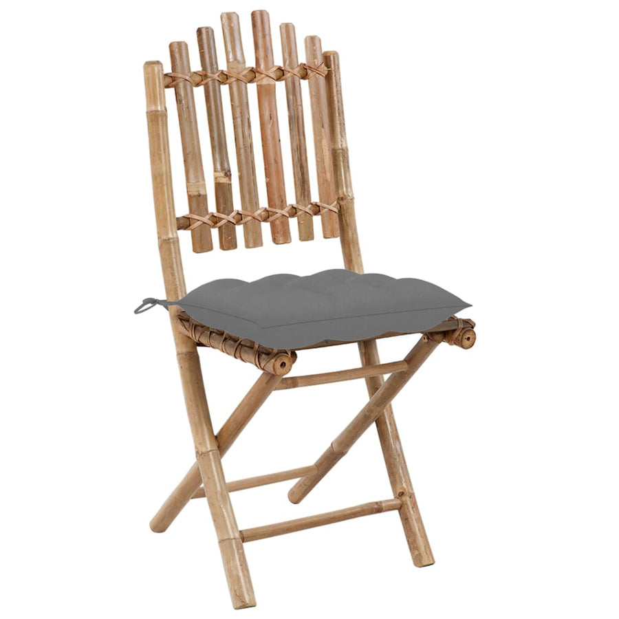 Tuinstoelen Inklapbaar Met Kussens Bamboe Grijs 40 x 40 x 7 cm