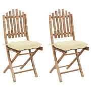 Tuinstoelen 2 stuks bamboe inklapbaar met kussens
