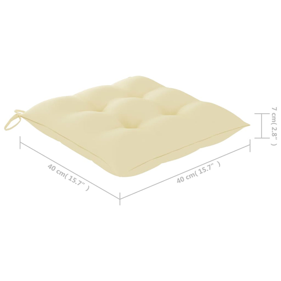 Tuinstoelen Inklapbaar Met Kussens Bamboe Crème 40 x 40 x 7 cm