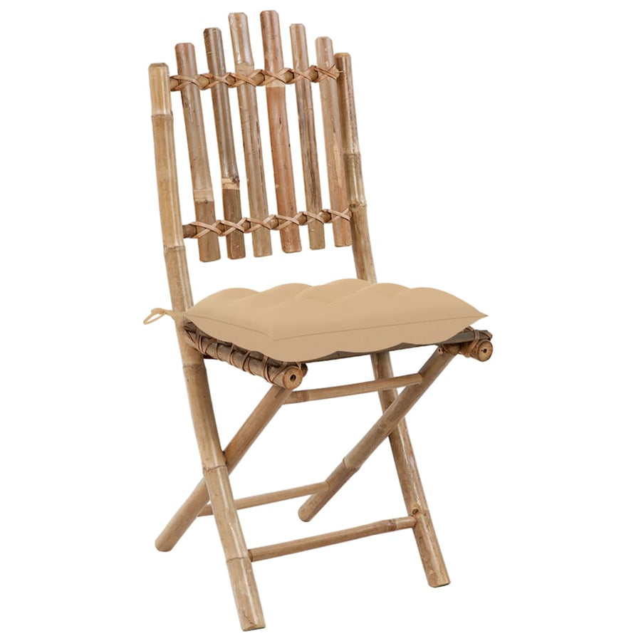 Tuinstoelen Inklapbaar Met Kussens Bamboe Beige 1