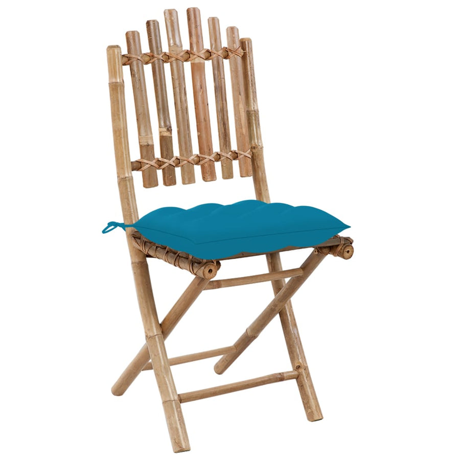 Tuinstoelen Inklapbaar Met Kussens Bamboe Lichtblauw 40 x 40 x 7 cm