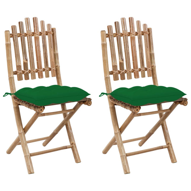 Tuinstoelen Inklapbaar Met Kussens Bamboe Groen 40 x 40 x 7 cm