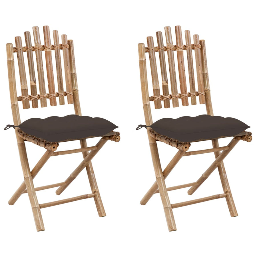 Tuinstoelen Inklapbaar Met Kussens Bamboe Taupe 40 x 40 x 7 cm