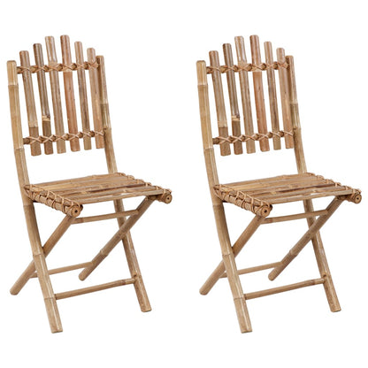 Tuinstoelen 2 St Inklapbaar Met Kussens Bamboe Blauw 40 x 40 x 7 cm