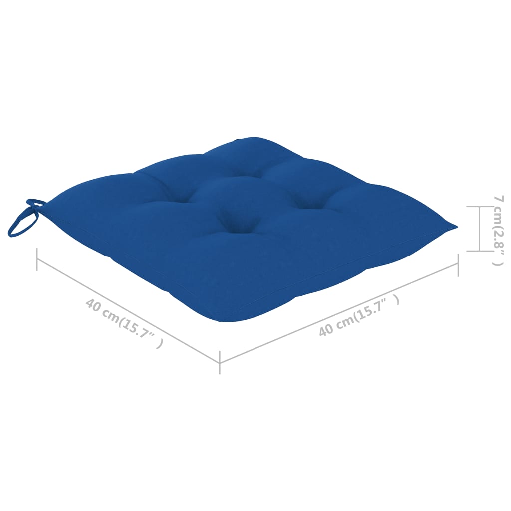 Tuinstoelen 2 St Inklapbaar Met Kussens Bamboe Blauw 40 x 40 x 7 cm