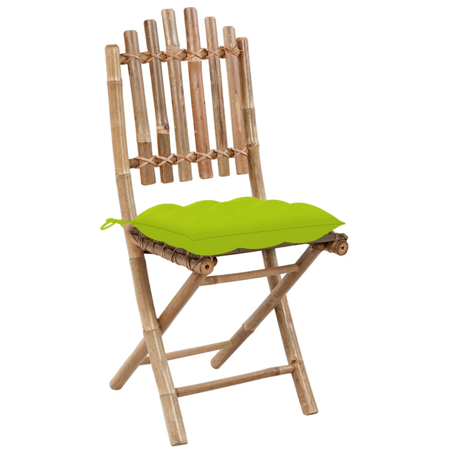 Tuinstoelen 2 st inklapbaar met kussens bamboe 40 x 40 x 7 cm