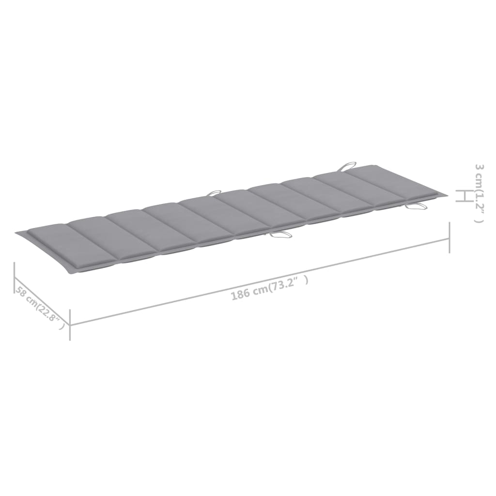 Ligbed Met Kussen Massief Acaciahout Grijs