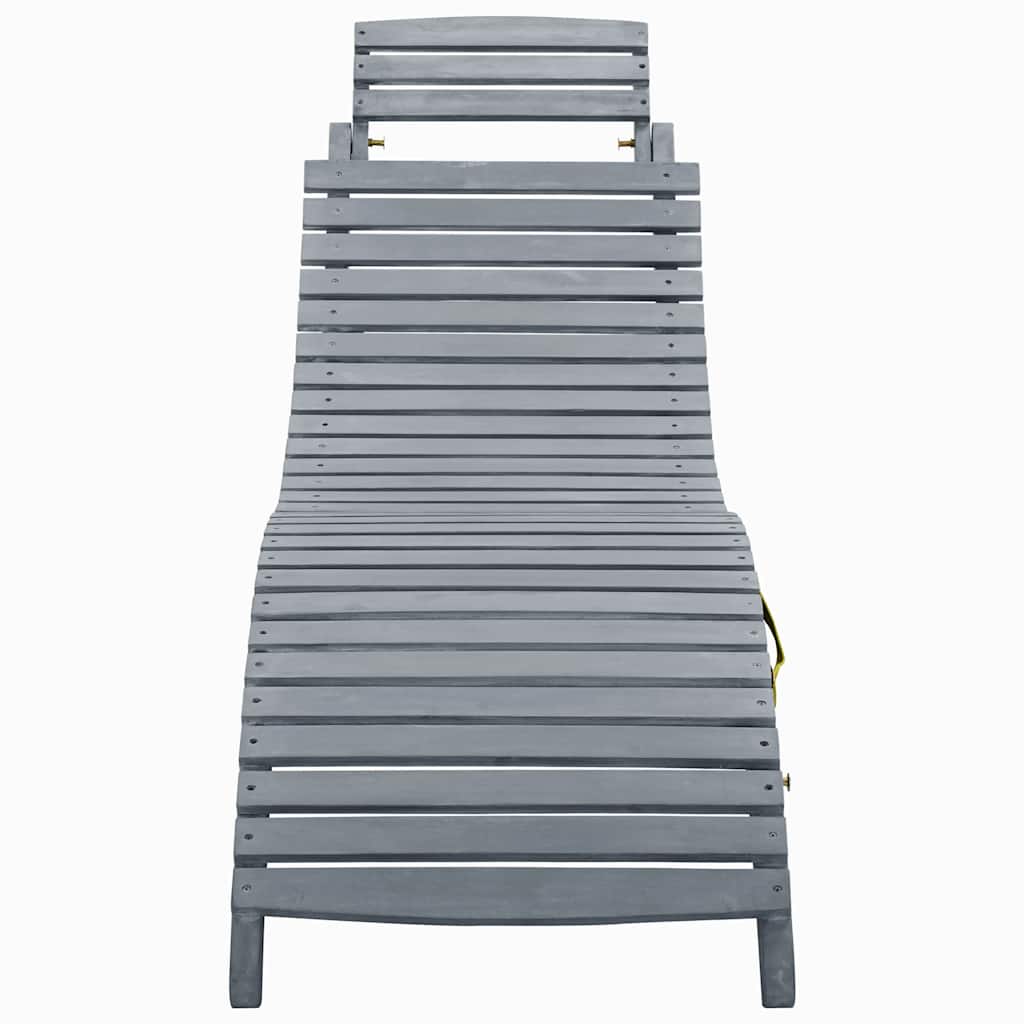 Ligbed Met Kussen Massief Acaciahout Grijs Beige