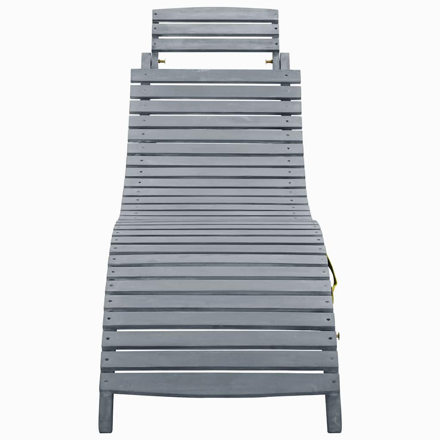 Ligbed Met Kussen Massief Acaciahout Grijs Beige