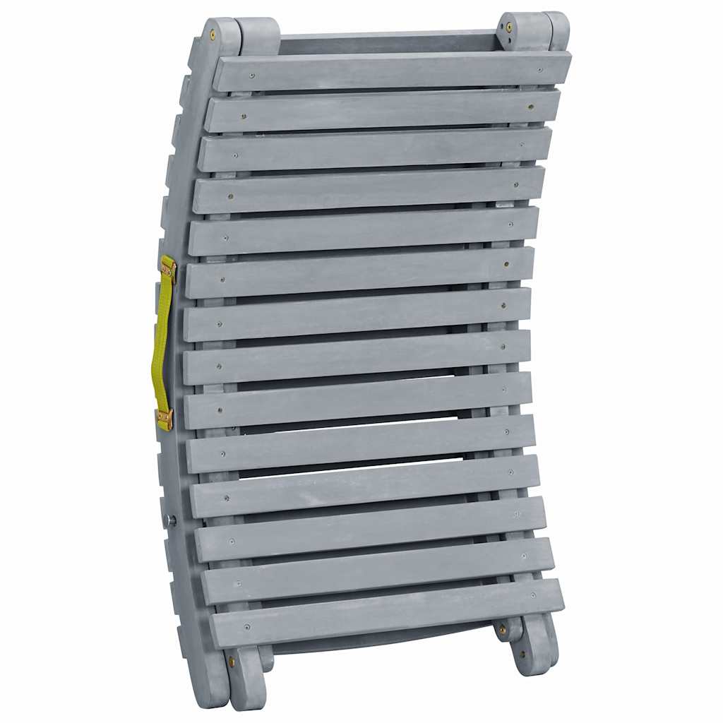 Ligbed Met Kussen Massief Acaciahout Grijs Beige