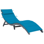 Ligbed massief acaciahout grijs blauw met kussen