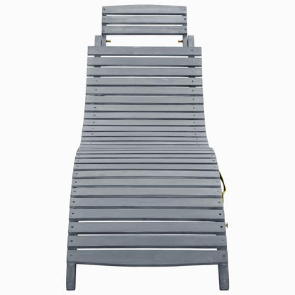 Ligbed Met Kussen Massief Acaciahout Grijs Blauw