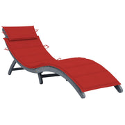Ligbed massief acaciahout grijs met kussen 190x60x51 cm