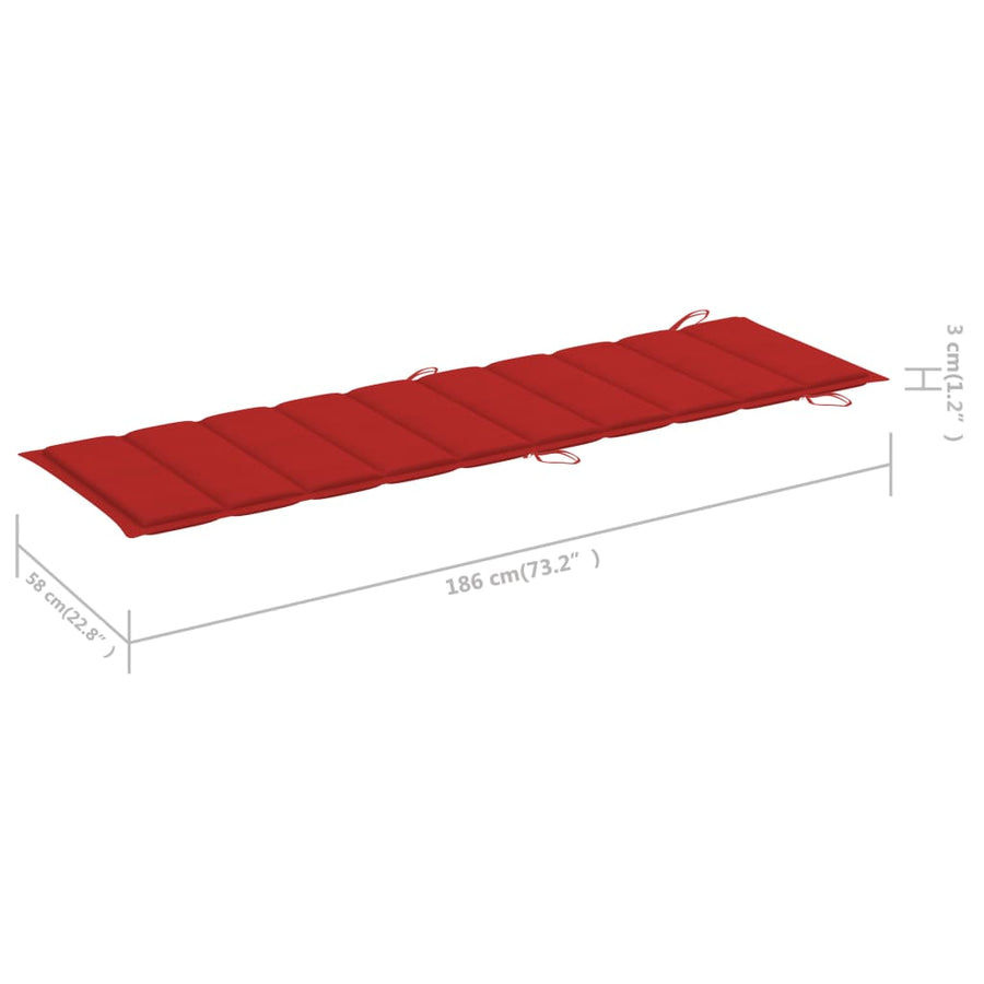 Ligbed Met Kussen Massief Acaciahout Grijs Rood