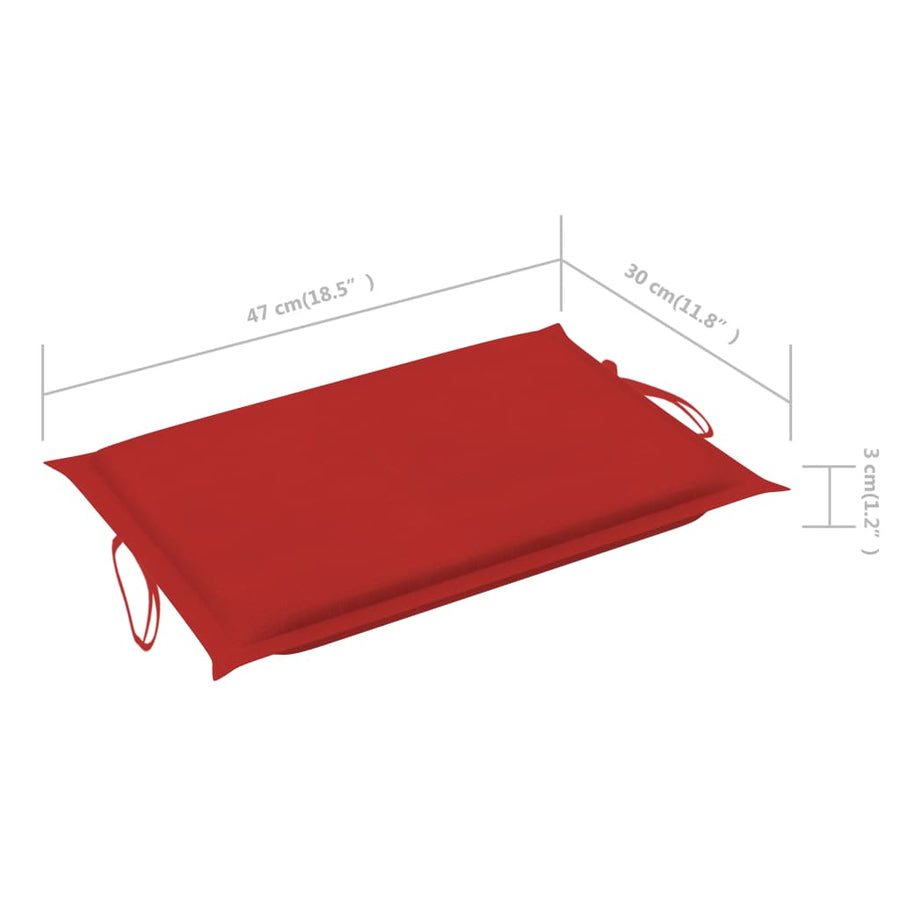 Ligbed Met Kussen Massief Acaciahout Grijs Rood