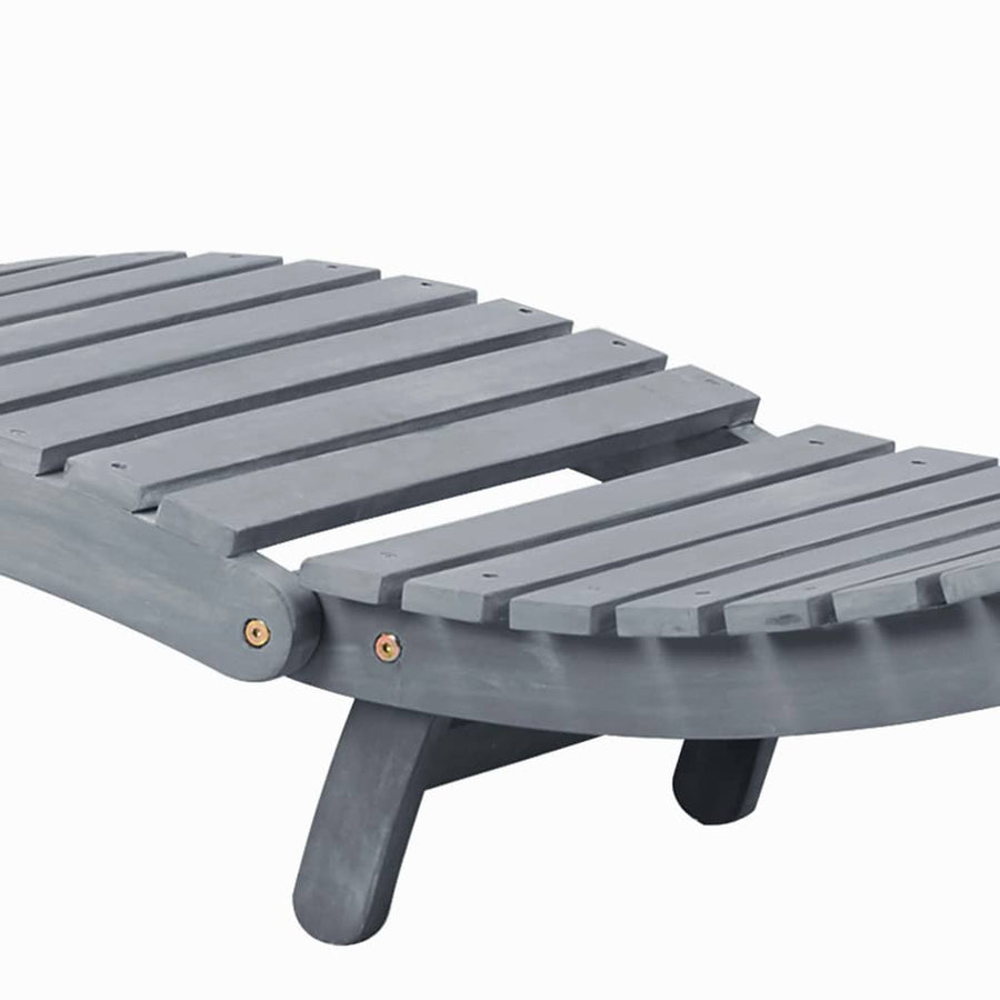 Ligbed Met Kussen Massief Acaciahout Grijs Rood