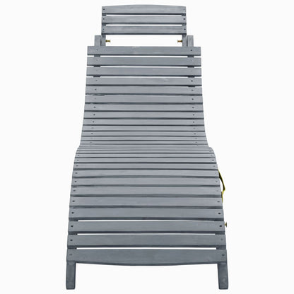 Ligbed Met Kussen Massief Acaciahout Grijs 1 Taupe