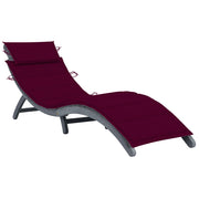 Ligbed massief acaciahout grijs met kussen 190x60x51 cm