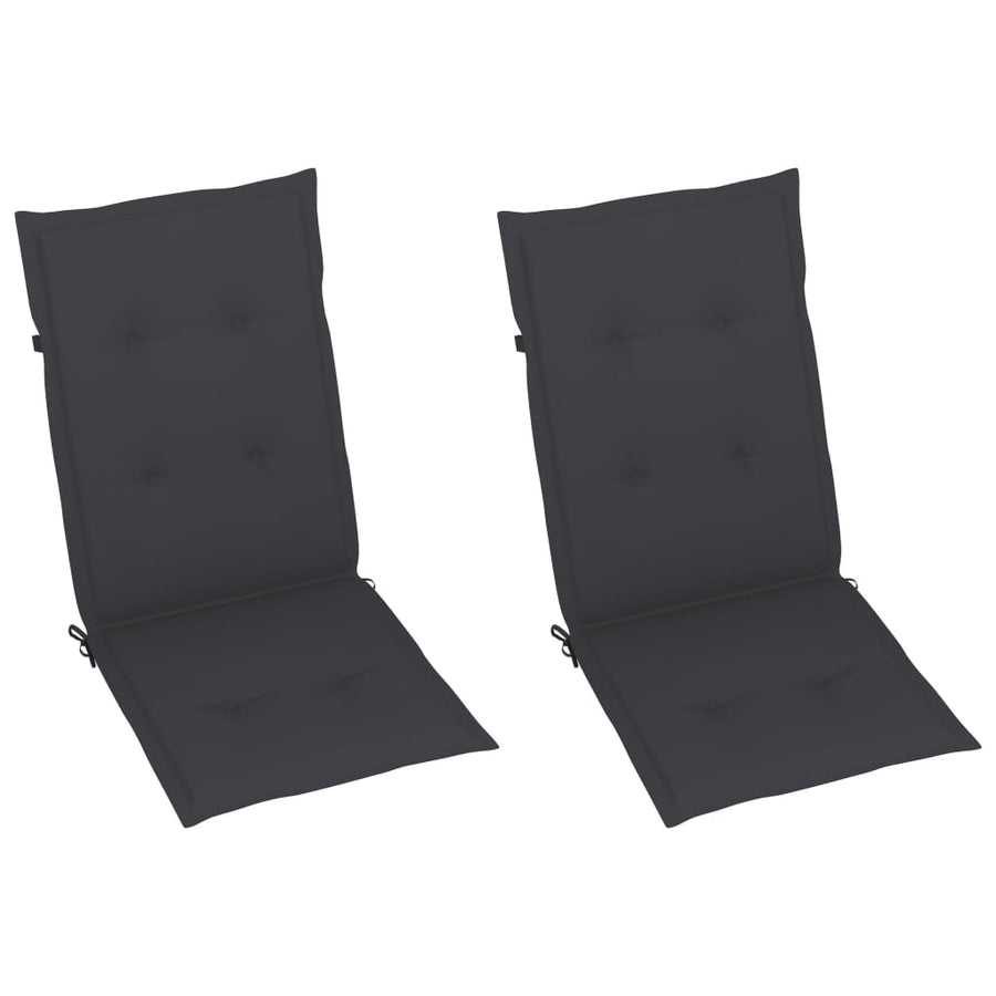 Tuinstoelen 2 st verstelbaar met kussens massief acaciahout