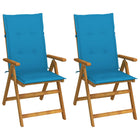 Garden Chairs 2 pcs Adjustable with Cushions Solid Acacia Wood
