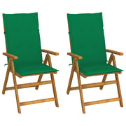 Tuinstoelen 2 st massief acaciahout verstelbaar groen