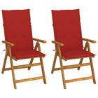 Garden Chairs 2 pcs Adjustable with Cushions Solid Acacia Wood