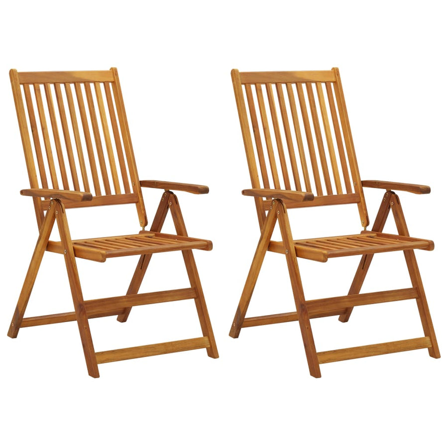 Tuinstoelen 2 st verstelbaar met kussens massief acaciahout