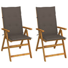 Garden Chairs 2 pcs Adjustable with Cushions Solid Acacia Wood