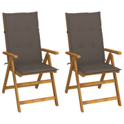 Tuinstoelen 2 st massief acaciahout verstelbaar met kussens