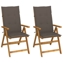 Tuinstoelen 2 st verstelbaar met kussens massief acaciahout