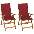Garden Chairs 2 pcs Adjustable with Cushions Solid Acacia Wood