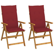 Tuinstoelen 2 st massief acaciahout verstelbaar