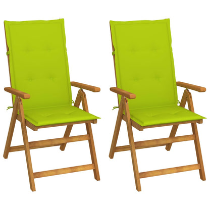 Tuinstoelen Verstelbaar Met Kussens Massief Acaciahout Heldergroen 2 120 x 50 x 3 cm