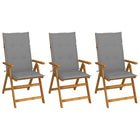 Tuinstoelen massief acaciahout inklapbaar grijs 3 stuks
