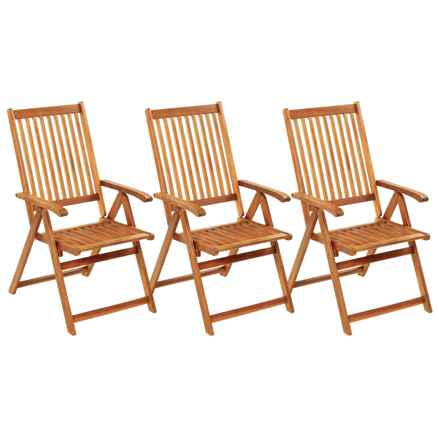 Tuinstoelen Inklapbaar Met Kussens Massief Acaciahout Grijs 3 120 x 50 x 3 cm