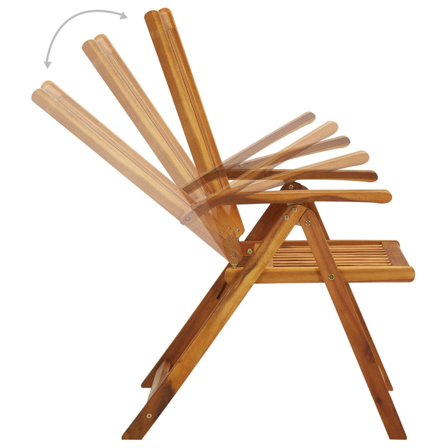 Tuinstoelen Inklapbaar Met Kussens Massief Acaciahout Grijs 3 120 x 50 x 3 cm