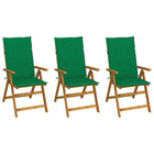 Garden chairs 3 pcs foldable with cushions solid acacia wood