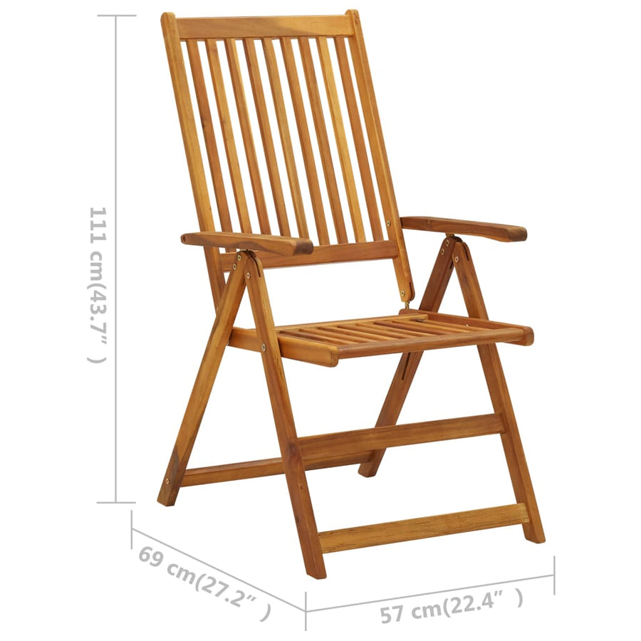 Tuinstoelen 3 st inklapbaar met kussens massief acaciahout