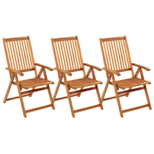 Tuinstoelen 3 st inklapbaar met kussens massief acaciahout